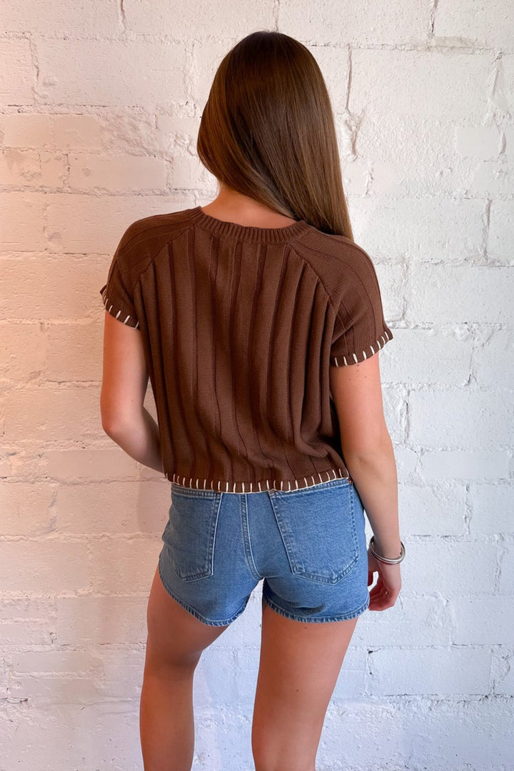 Fall In Love Short Sleeve Sweater Top