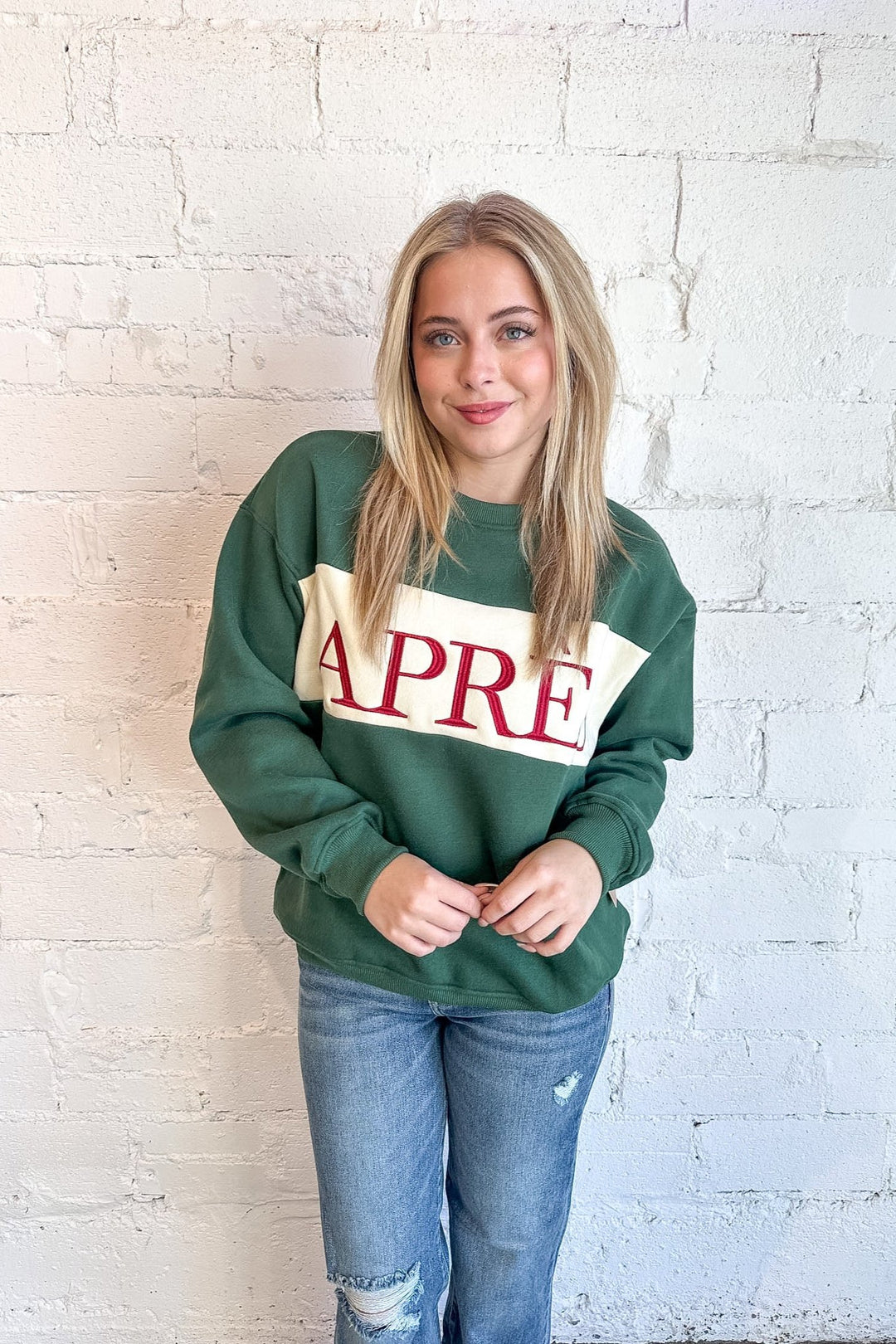 Apres Crewneck Sweater, Graphic Sweatshirt, Sweater, Adeline Boutique, Sweatshirts 