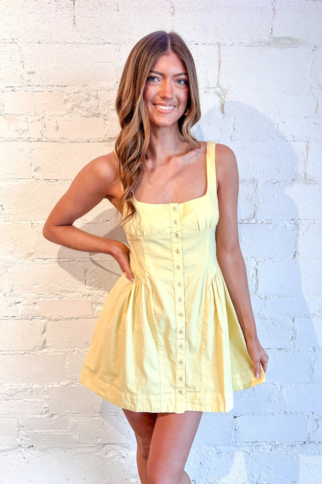 Astrid Oxford Mini, Spring Dresses, Adeline Boutique, Dresses and Rompers, Sundress, Yellow Dress, Dallas Boutique