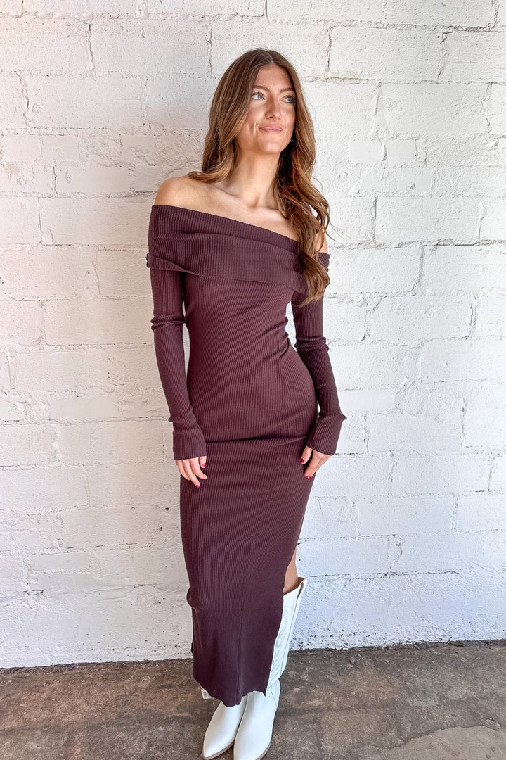 Autumn Drift Off Shoulder Sweater Dress, Off Shoulder Dress, Maxi Dress, Sweater Dress, Adeline Boutique 