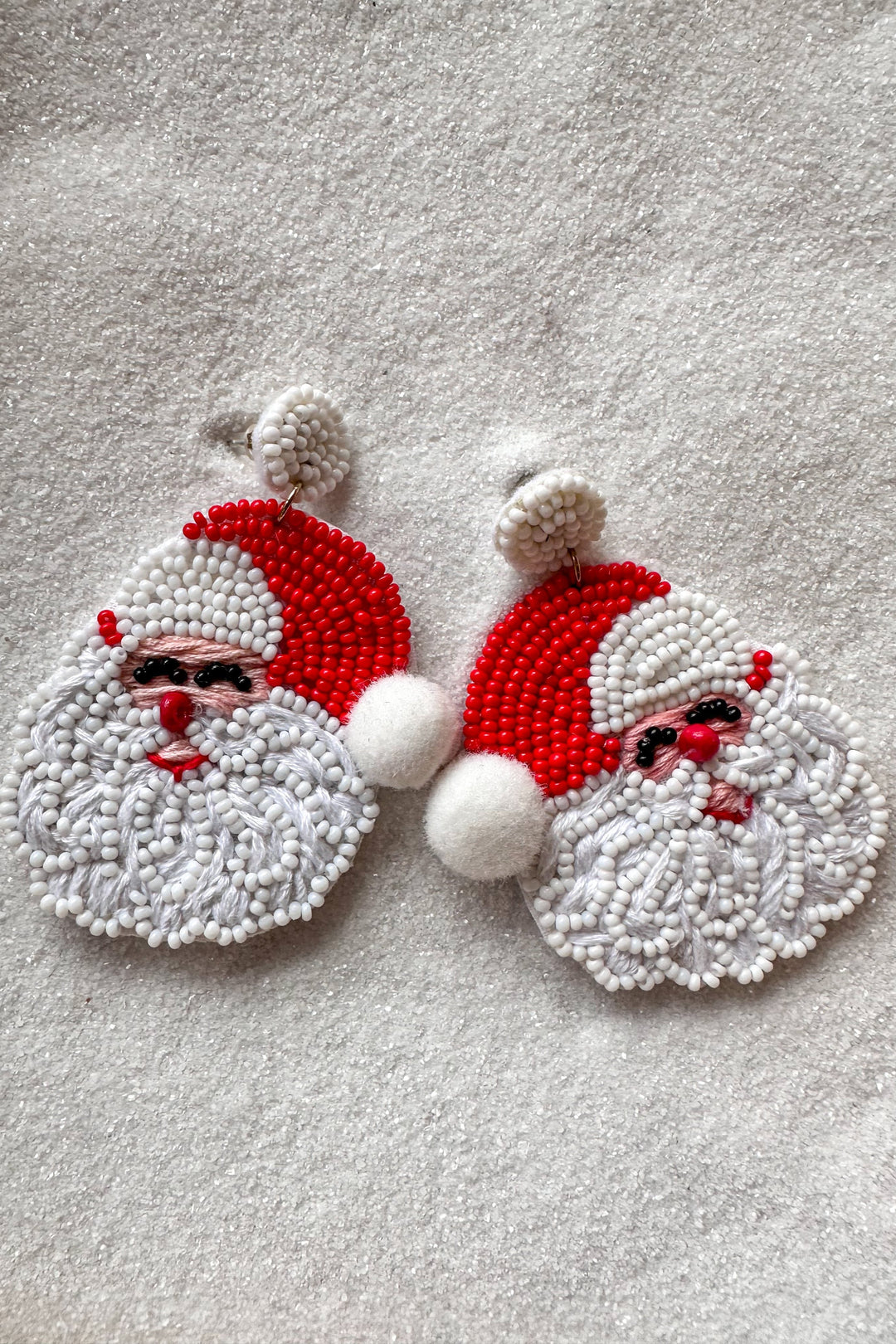 Beaded Santa Earrings, Holiday Earrings, Adeline Boutique, Boutique Jewelry