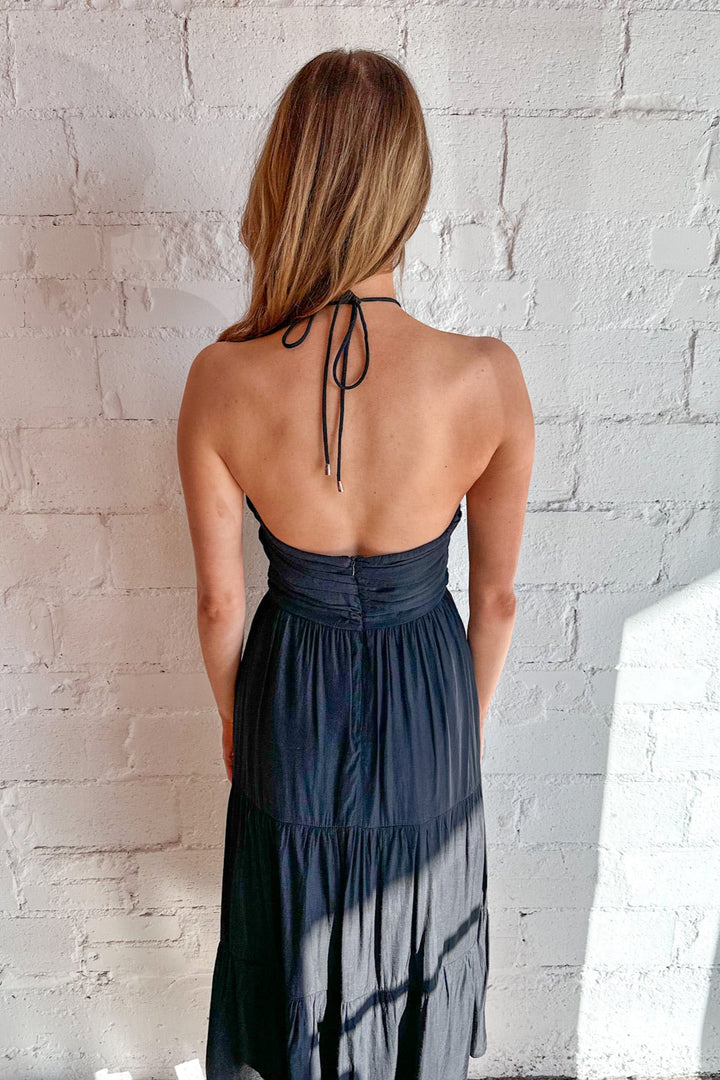 Haltered Ruched Midi Dress, Midi Dress, Dresses and Rompers, Adeline Boutique, Sundress, Spring