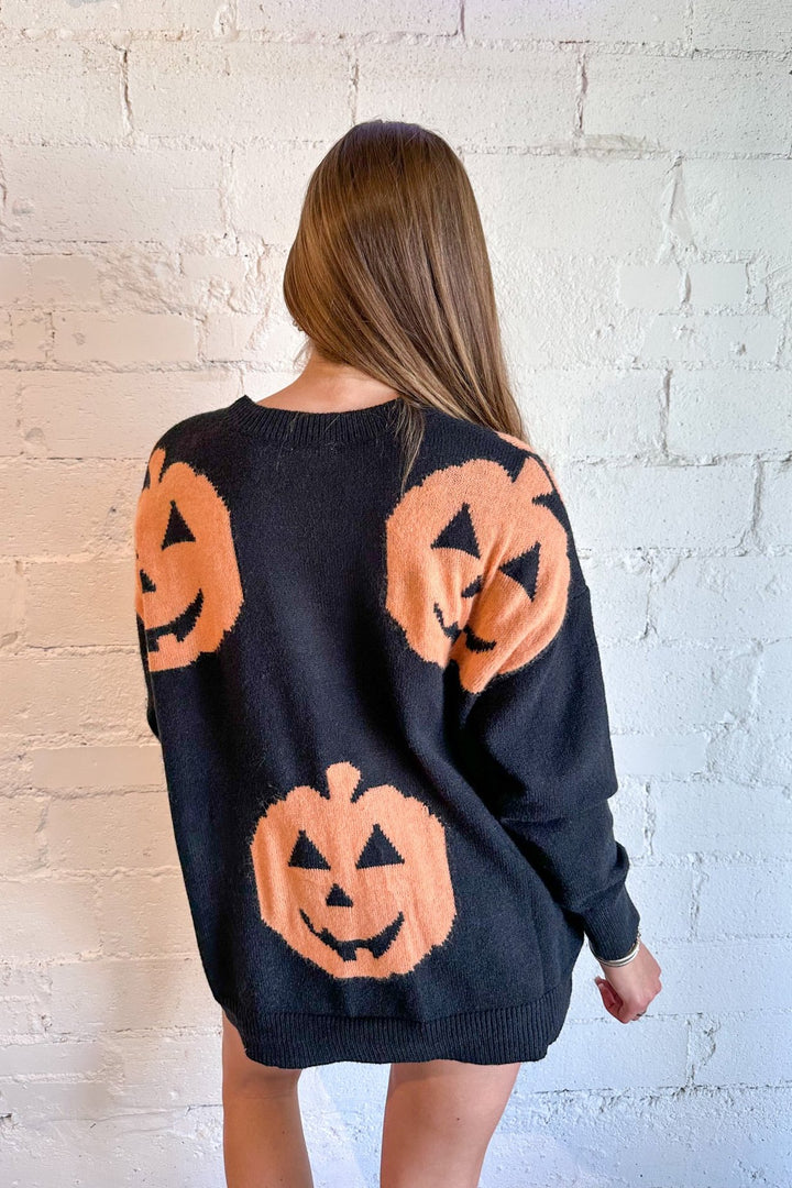 Sweater, Oversized Sweater, Halloween Sweater, Pumpkin Sweater, Dallas Boutique