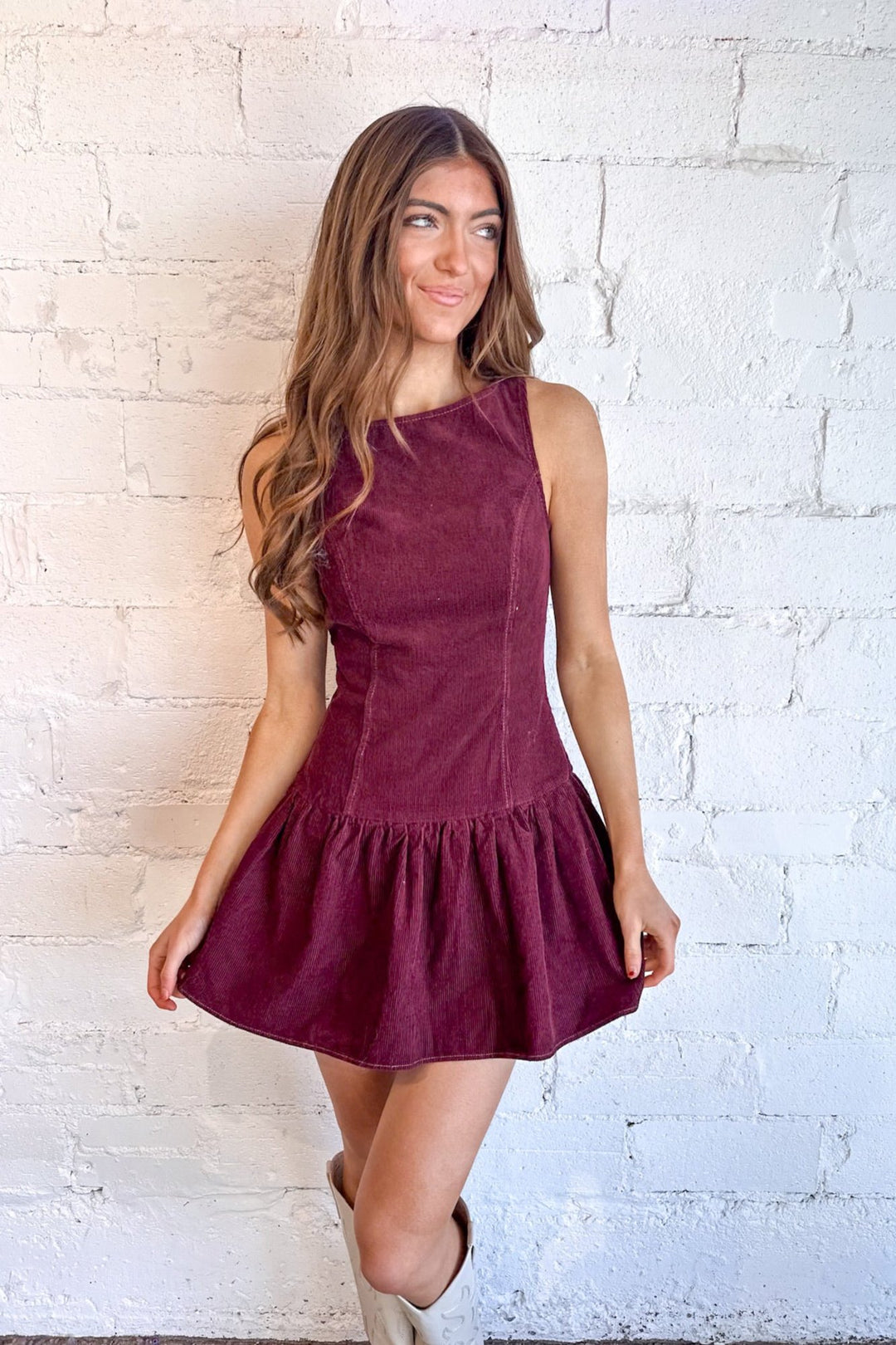 Bordeaux Bliss Dress, Corduroy Dress, Dresses and Rompers, Adeline Boutique, Boutique Dresses