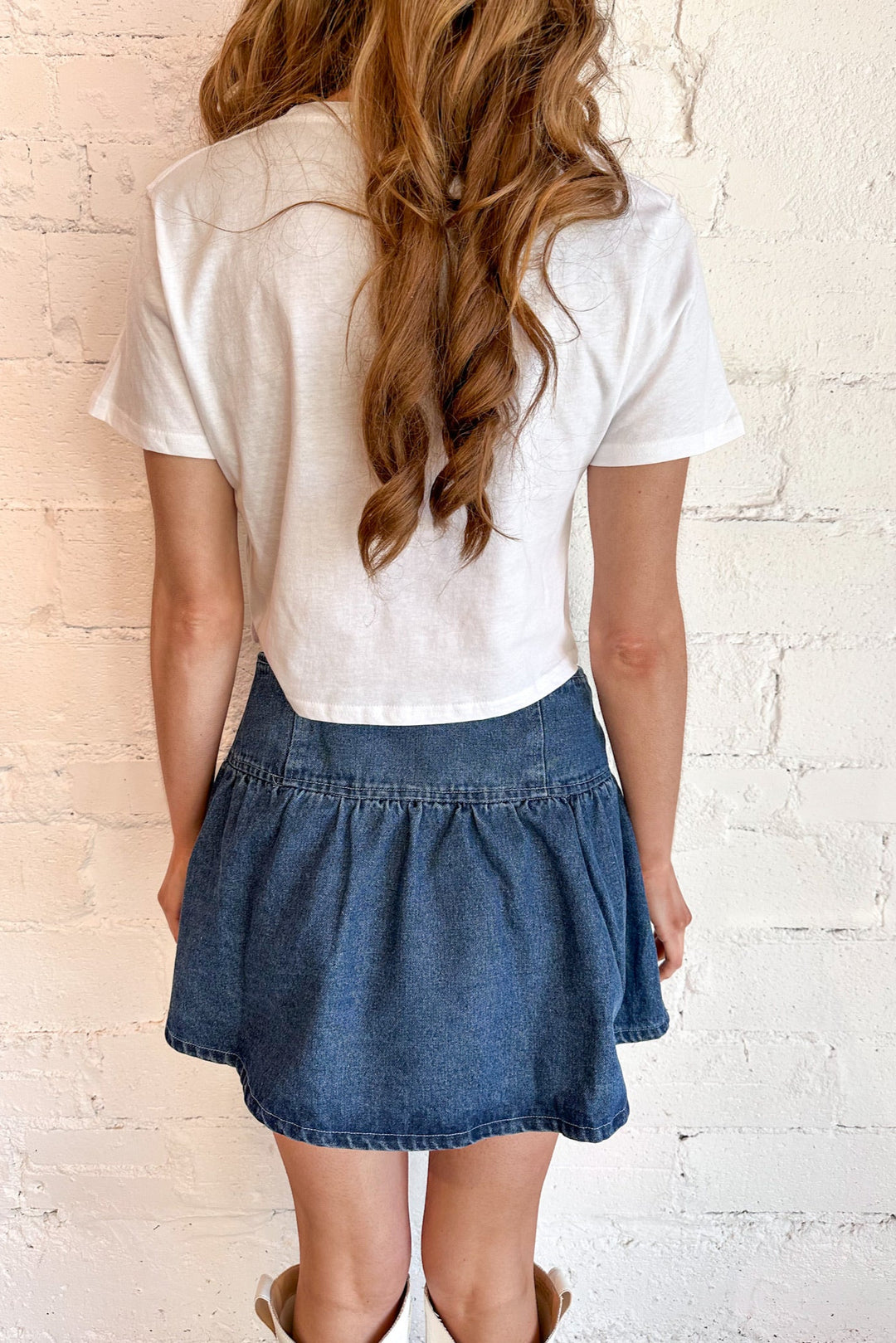 Bow Detail Denim Skirt, Denim, Rodeo, Skirt, Adeline Boutique, Bottoms, Valentines 