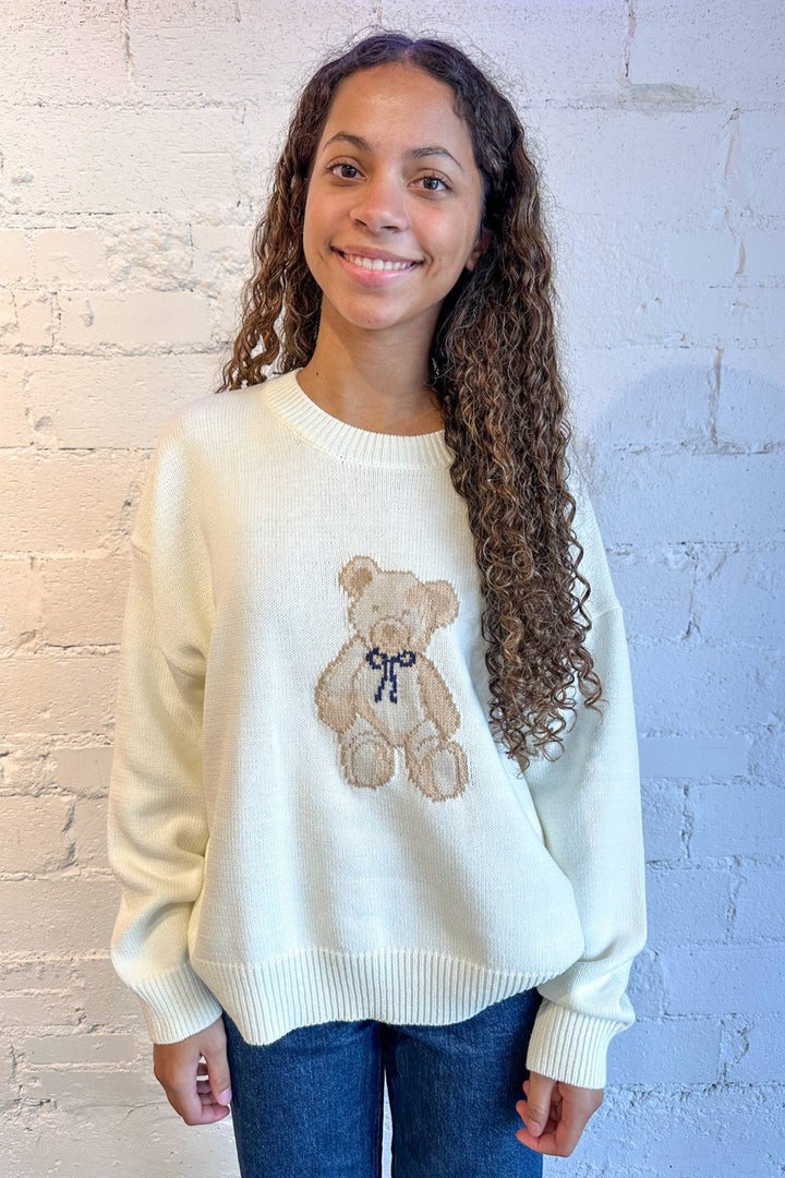 Bow Teddy Bear Sweater, Bear Sweater, Sweater, Adeline Boutique