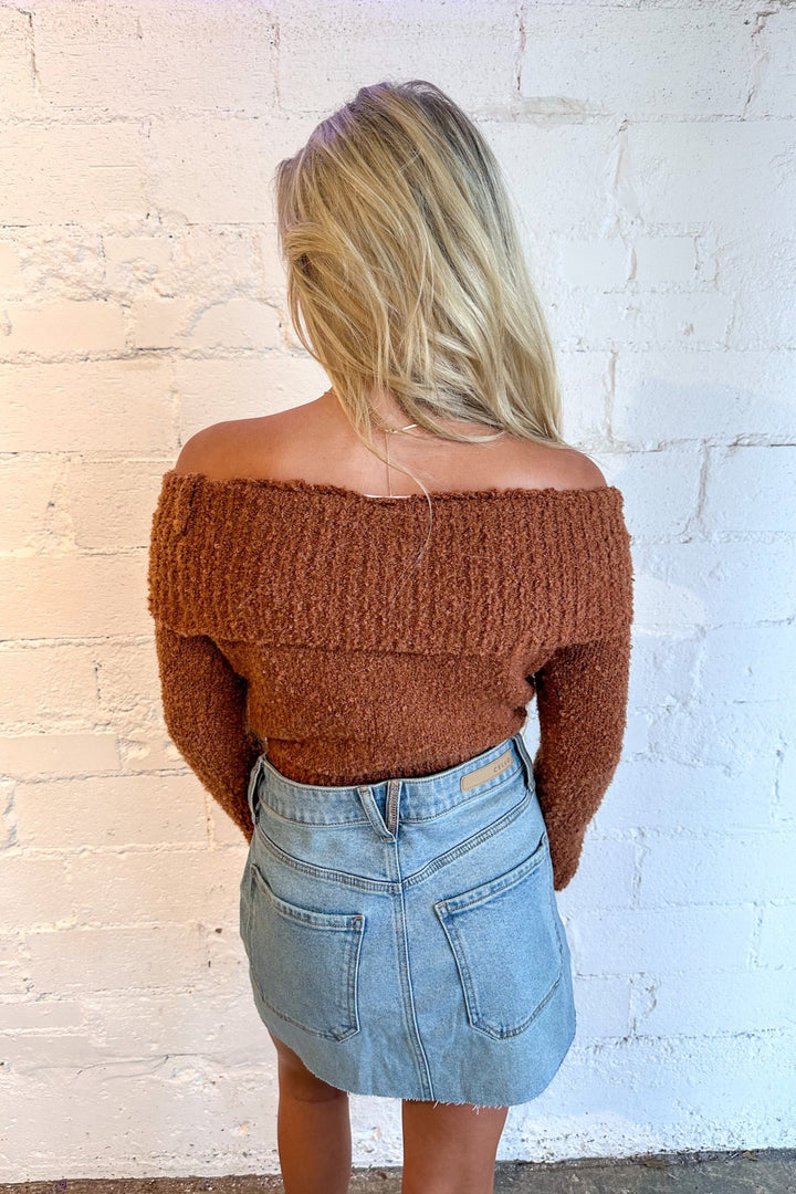 Brown Sweater, Sweater, Off the Shoulder Top, Off the Shoulder Sweater, Dallas Boutique, Fall Outfit 