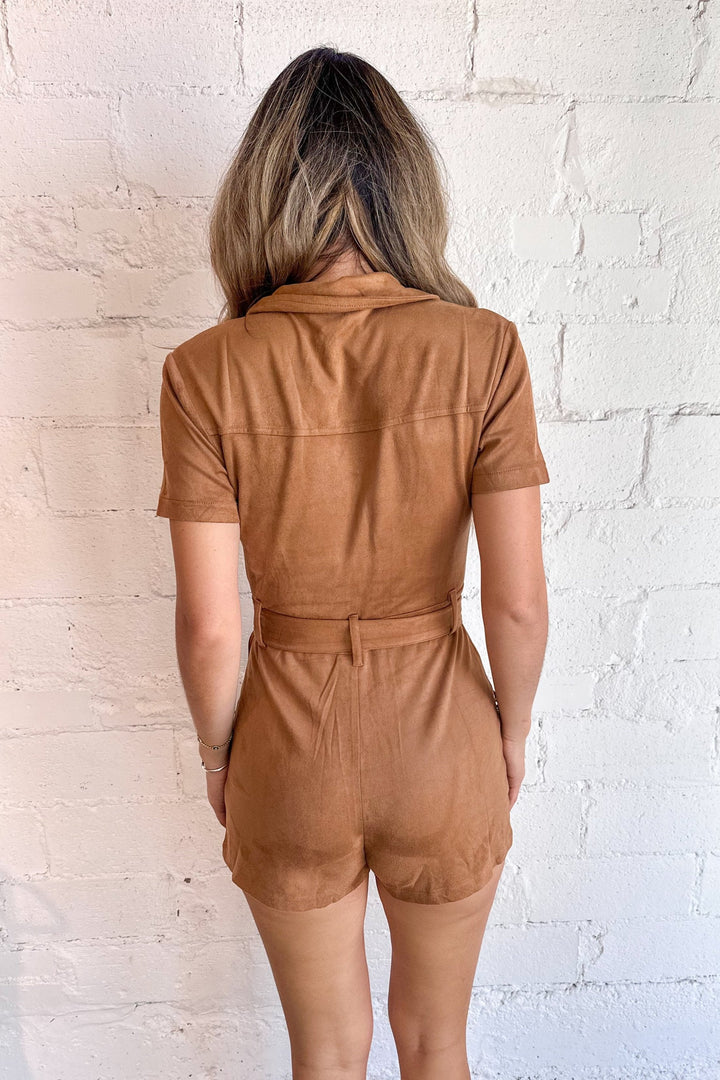 Tailgate Cowgirl Suede Romper, Suede, Romper, GameDay Outfit, Fall Outfit, Dallas Boutique, Boutique Clothing 