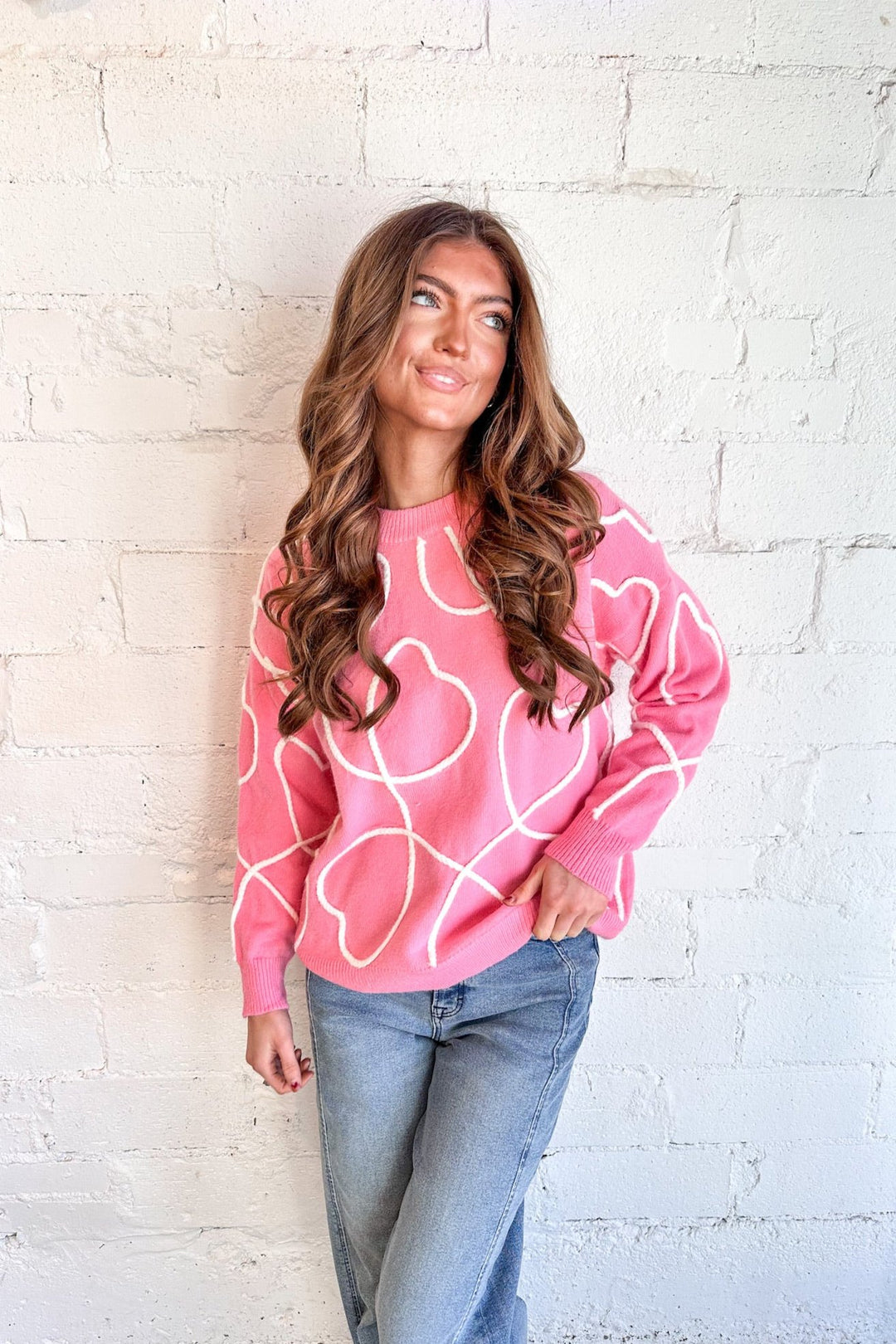 Bubble Hearts Sweater, Sweaters, Adeline Boutique, Pink Sweaters, Adeline Boutique, Boutique Shopping 