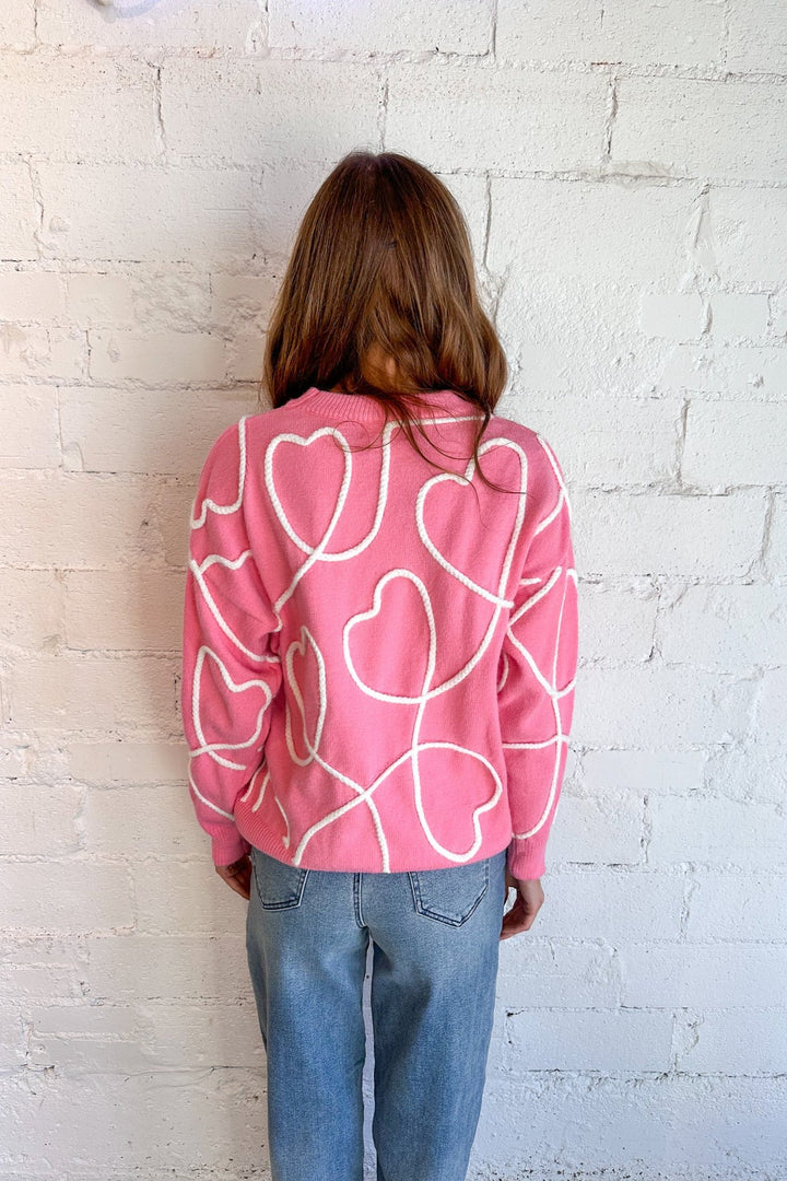 Bubble Hearts Sweater, Sweaters, Adeline Boutique, Pink Sweaters, Adeline Boutique, Boutique Shopping 