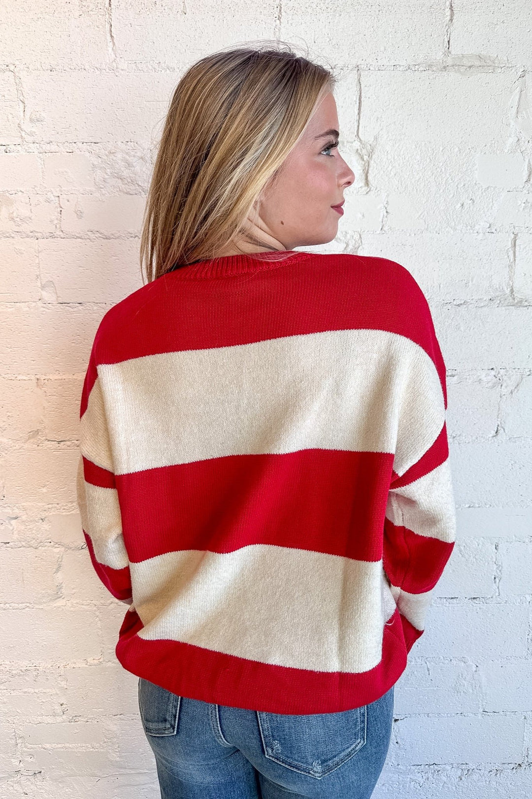 Candy Cane Lover Striped Sweater, Stripped Sweater, Sweater, Adeline Boutique 