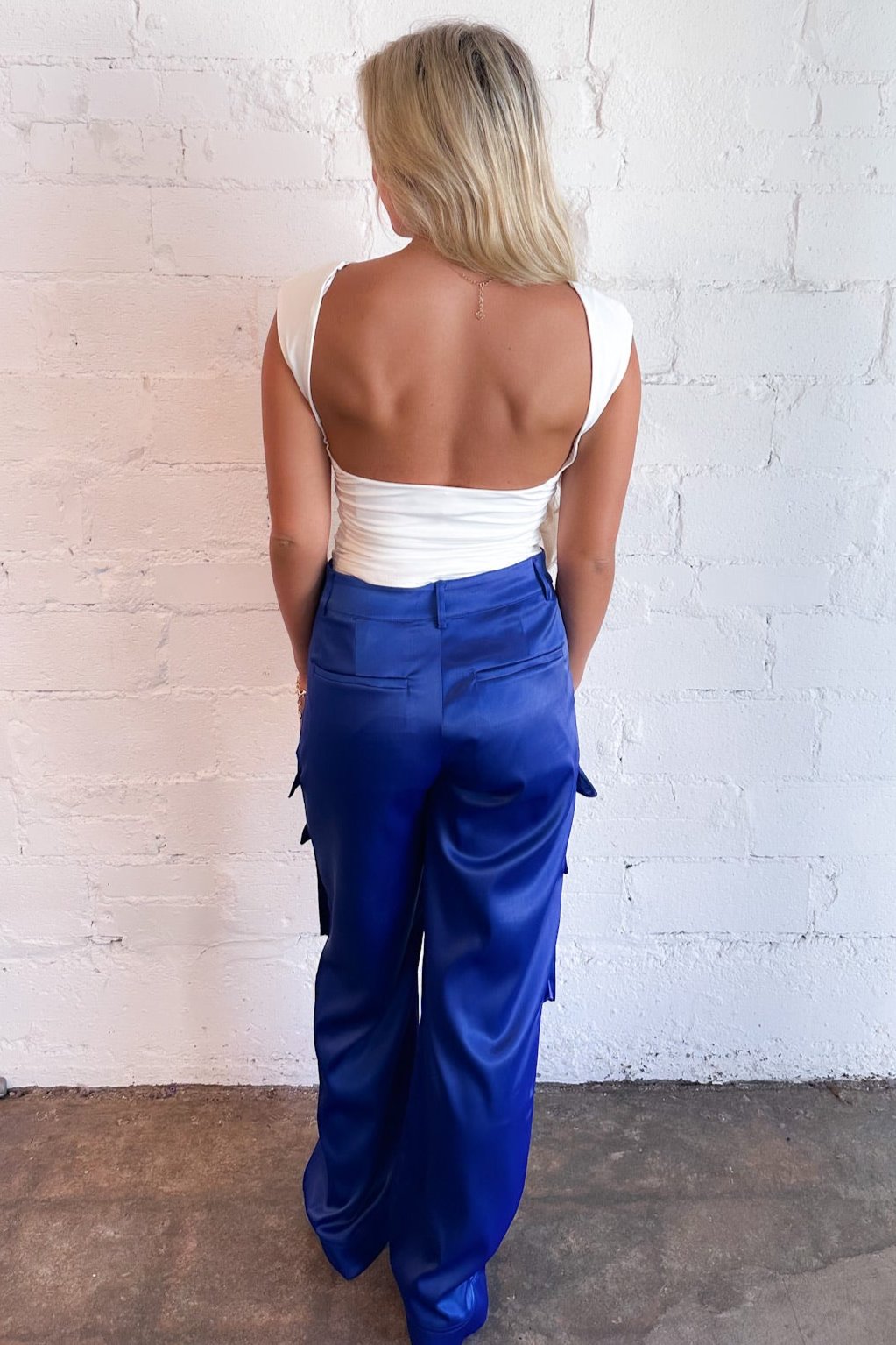 Cassie Satin Cargo Pants, Blue cargo pants, cargo pants, blue, womens boutique, boutique