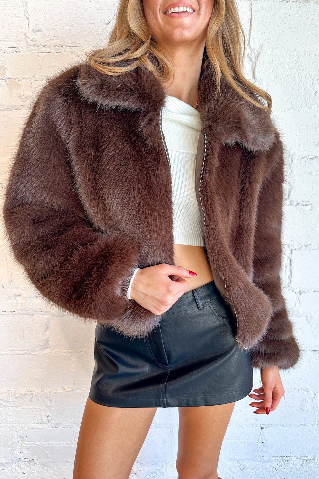 Chocolate Faux Fur Jacket, Faux Fur Jacket, Jacket, Fall Jacket, Fall Outfits, Dallas Boutique, Boutique Clothing, Boutiques, Holiday Outfits 