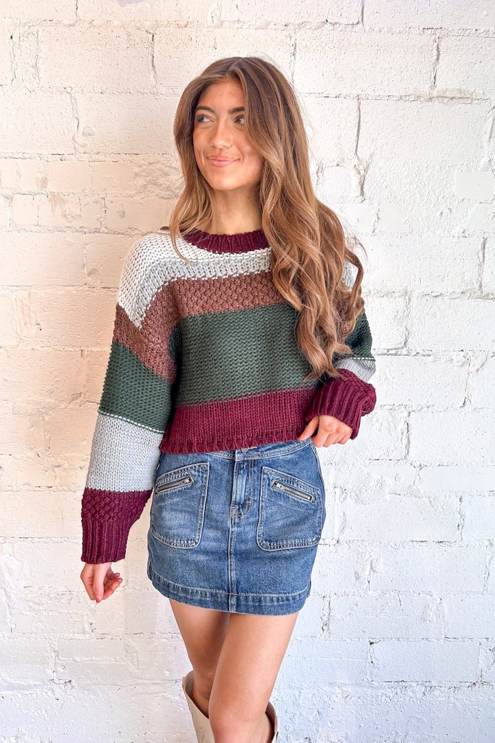 Winter Magic Sweater, Stripped Sweater, Cable Knit Sweater, Adeline Boutique, Boutique Clothing 