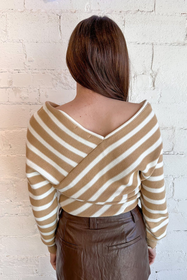 Cross Stripe V Neck Sweater, Sweater, Sweater Weather, Adeline Boutique