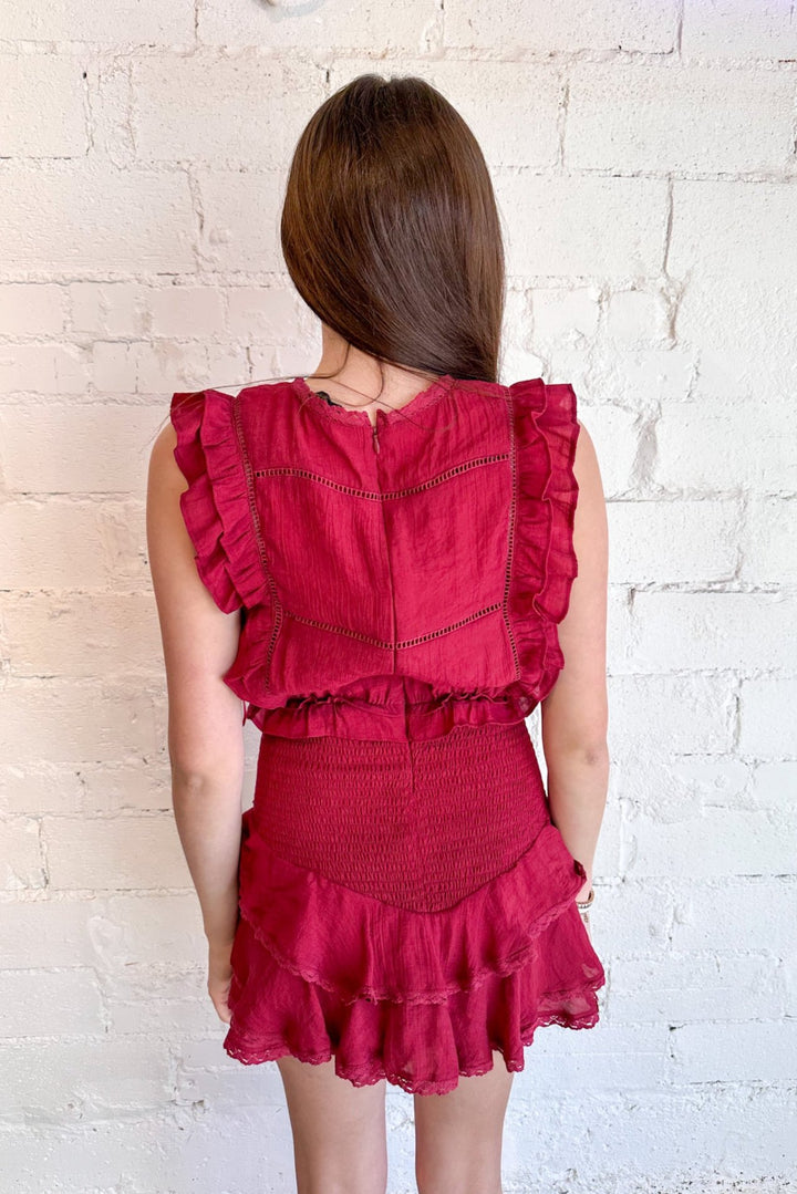 Crushed Merlot Ruffle Romper, Romper, Dresses and Rompers, Adeline Boutique, Dallas Boutique 