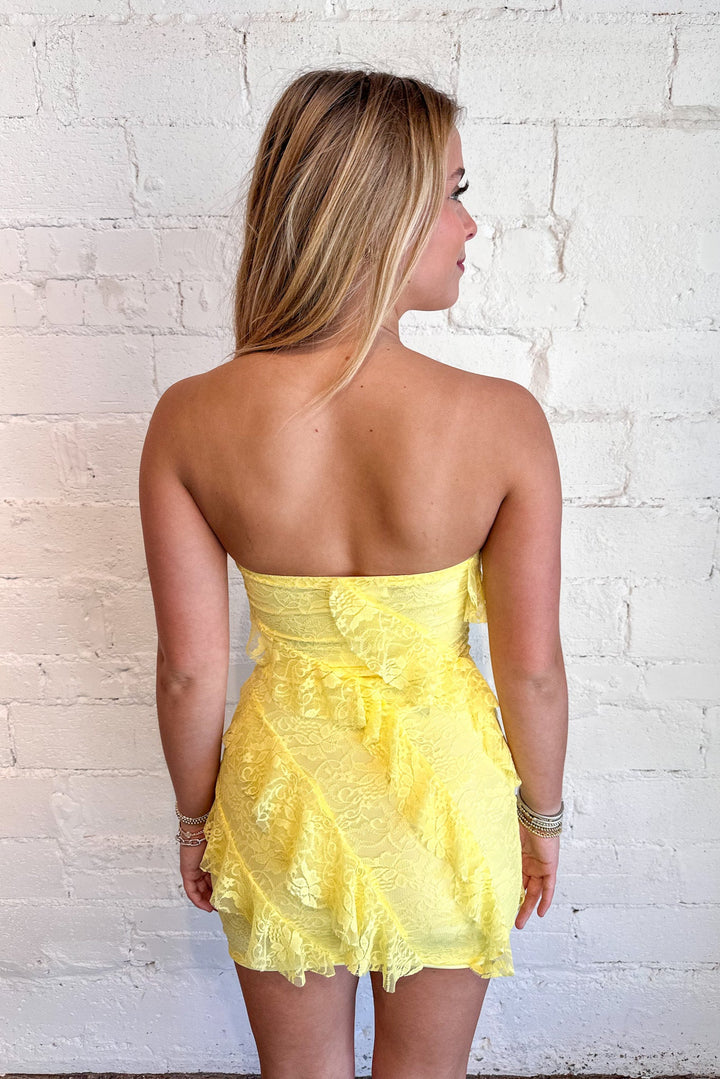 Daisy Tube Ruffle Dress, Mini Dress, Yellow Dress, Spring Dress, Dresses and Rompers Adeline Boutique, Dallas Boutique