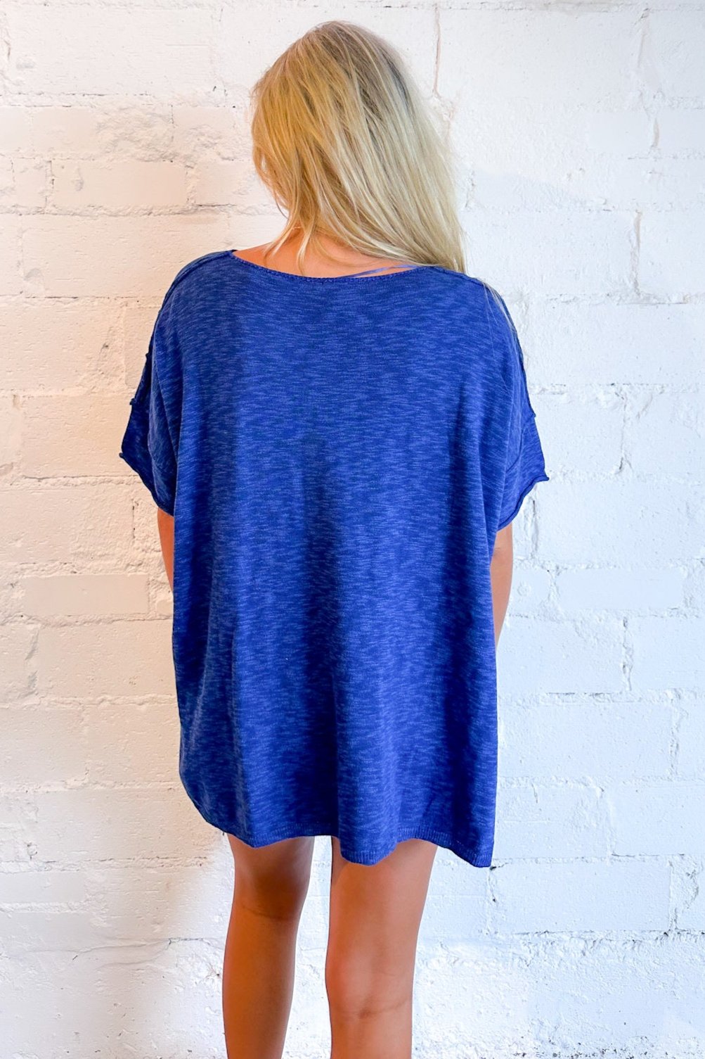 Dani Crew Neck Top, Light Blue, Navy, Brown, Womens boutique, boutique