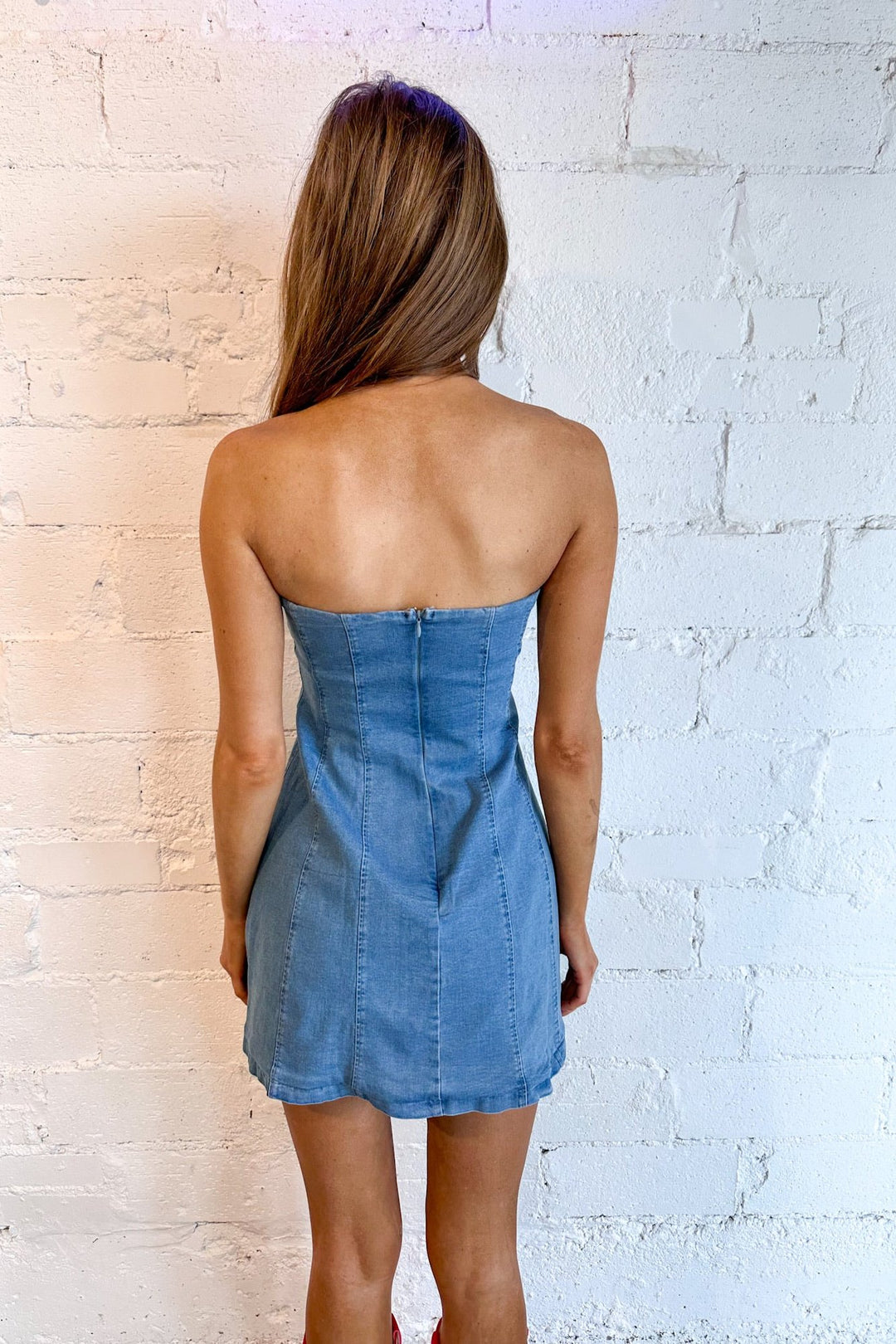 Demi Denim Tube Dress, Denim Dress, Dresses, Tube Dress, Mini Dress, Denim, Dallas Boutique, Adeline Boutique