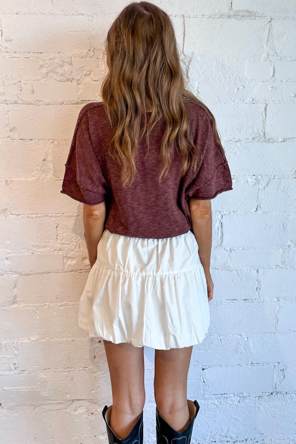 Emerson Balloon Mini Skirt, Purple, Ivory, Maroon, womens boutique, boutique