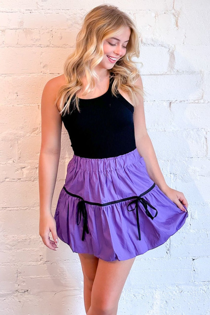 Emerson Balloon Mini Skirt, Purple, Ivory, Maroon, womens boutique, boutique