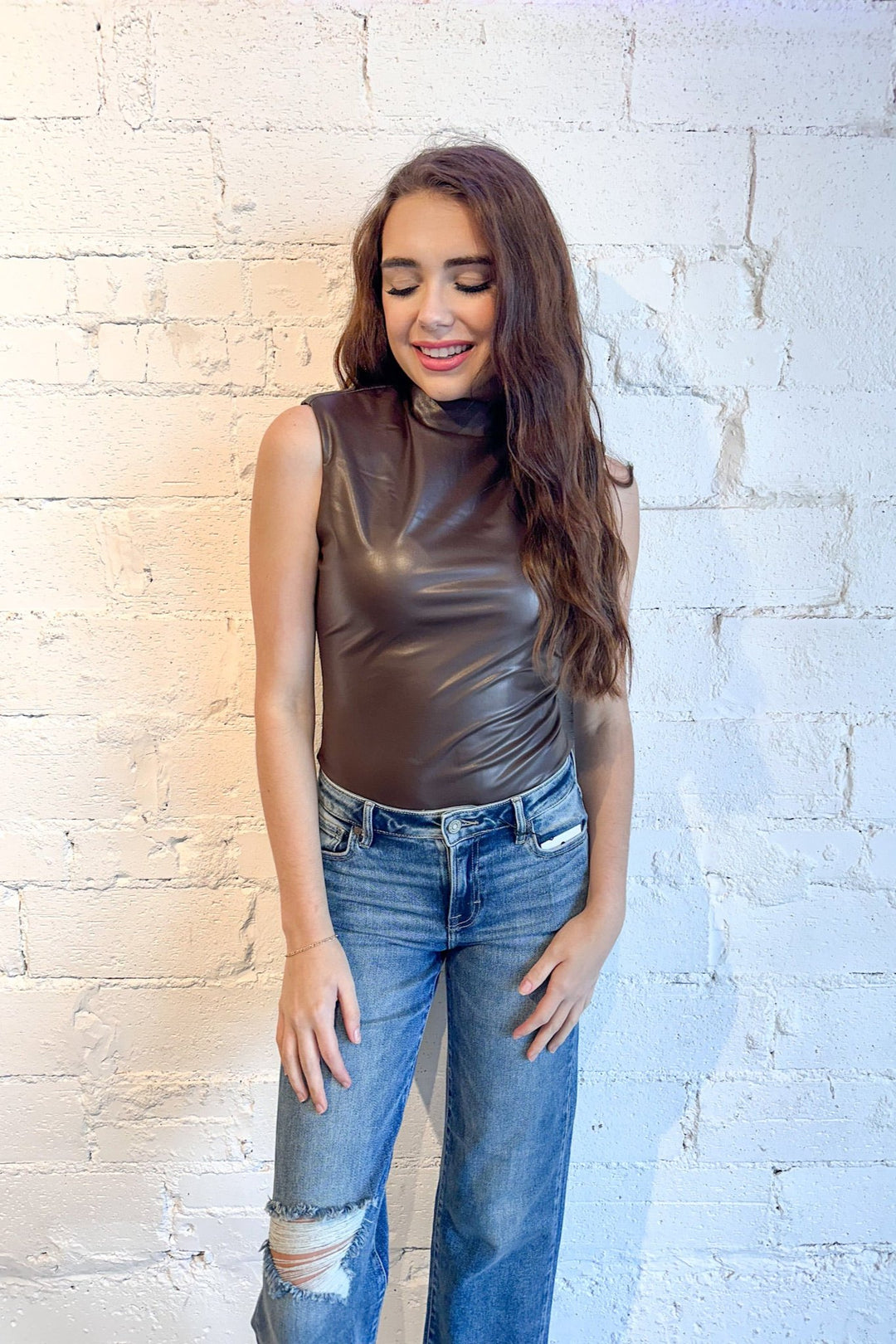 Erika Leather Bodysuit, Bodysuit, Fall Outfit, Dallas Boutique, Adeline Boutique 