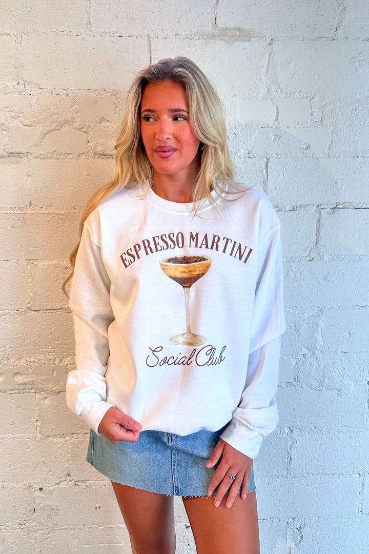 dallas, dallas boutique, womens boutique dallas, espresso martini, espresso martini sweatshirt, graphic tee, graphic sweatshirt, espresso martini social club