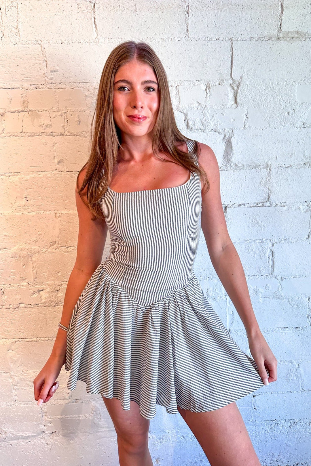 Mini Dress, Dress, Ruffle Dress, Stripped Dress, Dallas Boutique 