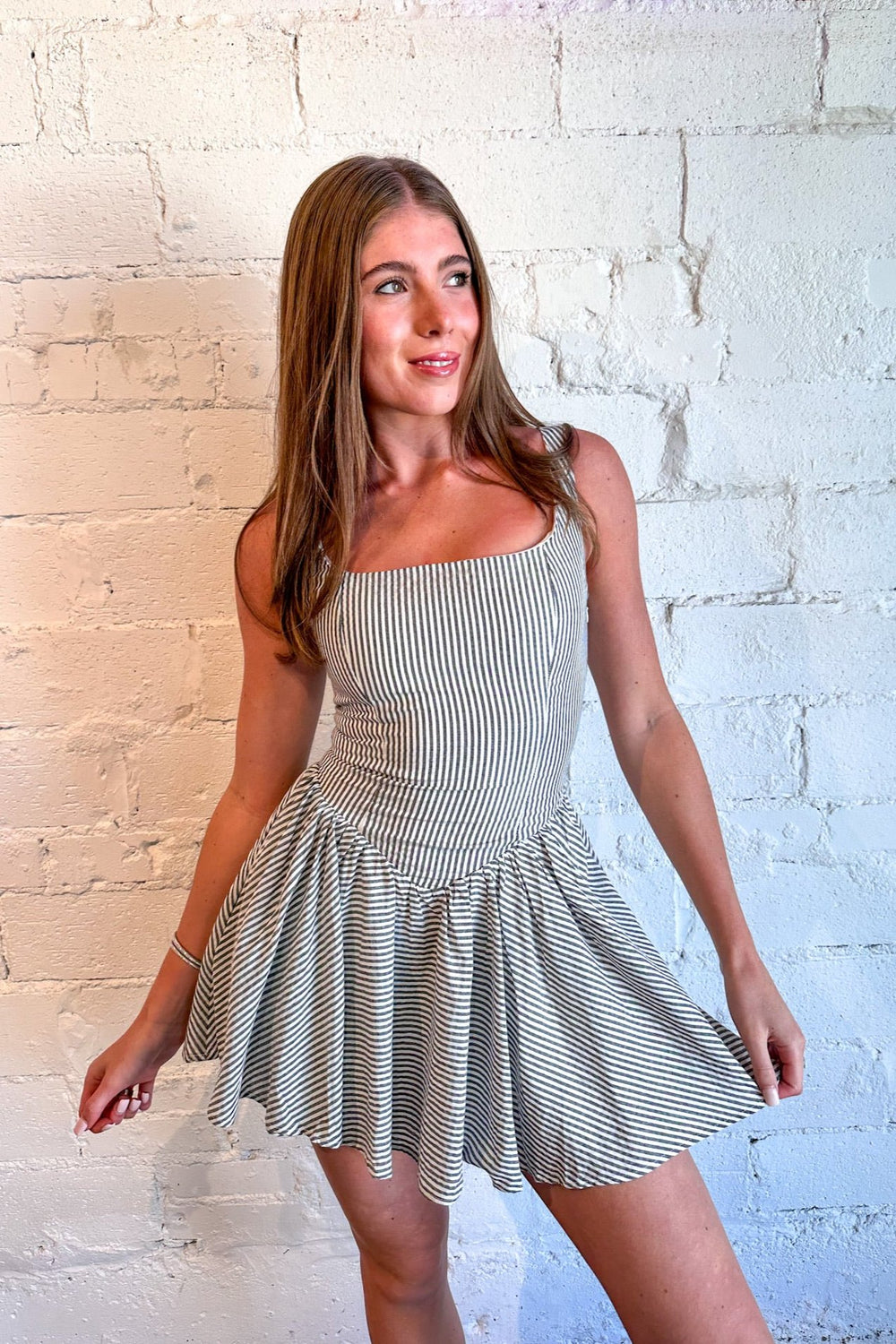 Mini Dress, Dress, Ruffle Dress, Stripped Dress, Dallas Boutique 