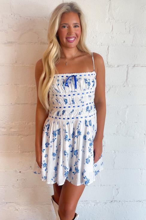 Floral Blue Dress, Dress, Blue, Floral, Womens Dress, Womens boutique, Gameday