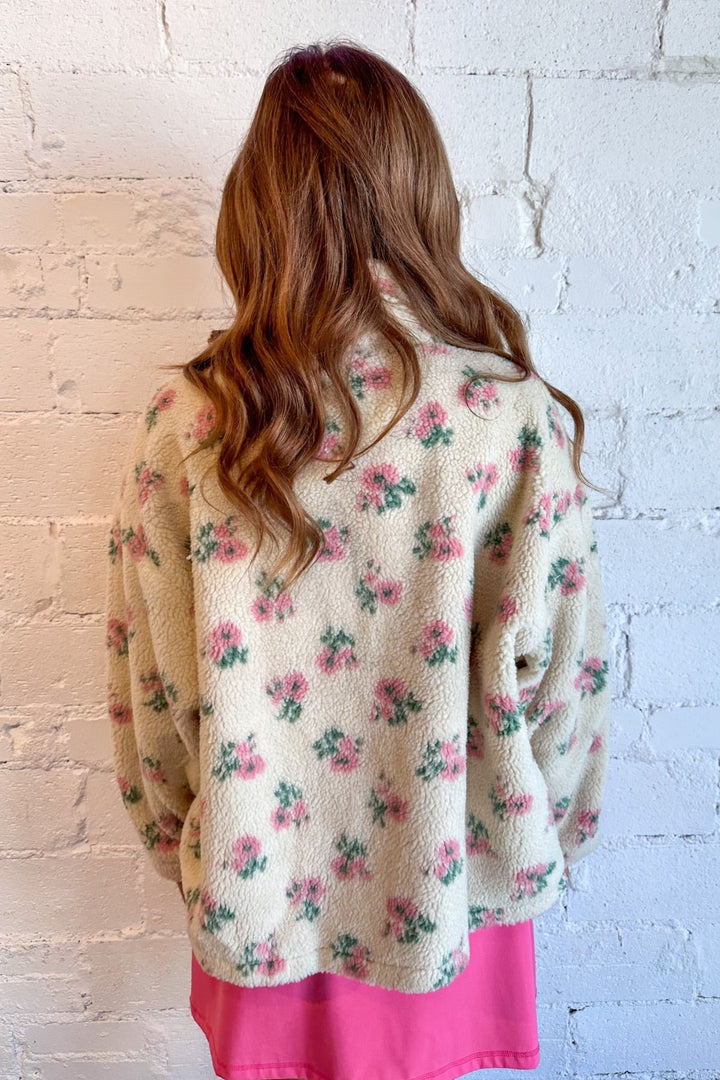 Floral Shearling Denim Jacket