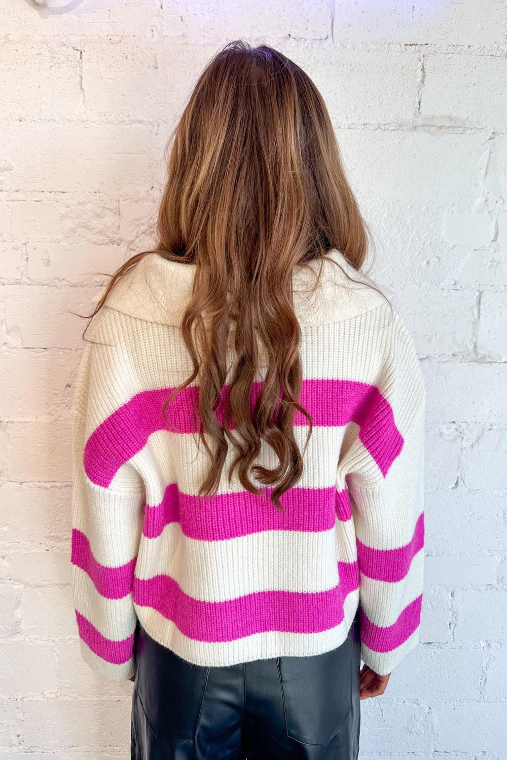 Fuchsia Striped Knit Sweater, Knit Sweater, Sweater, Adeline Boutique, Top