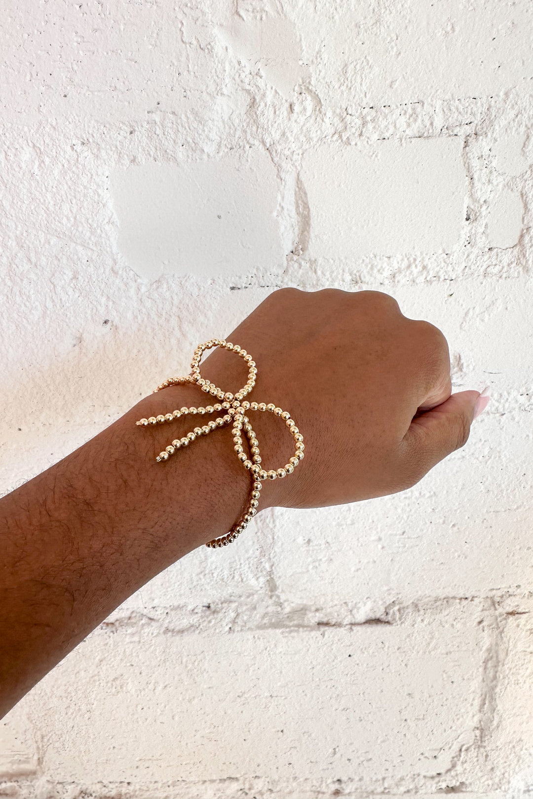 Gold Beaded Bow Bracelet, Bracelet, Jewelry, Adeline Boutique