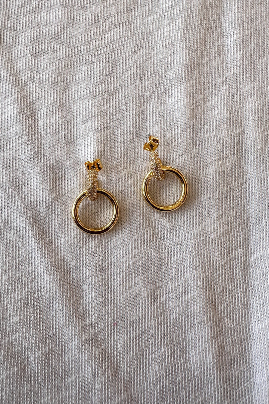 Gold Dipped Double Hoop Earring with CZ, Earrings, Adeline Boutique, Jewelry 