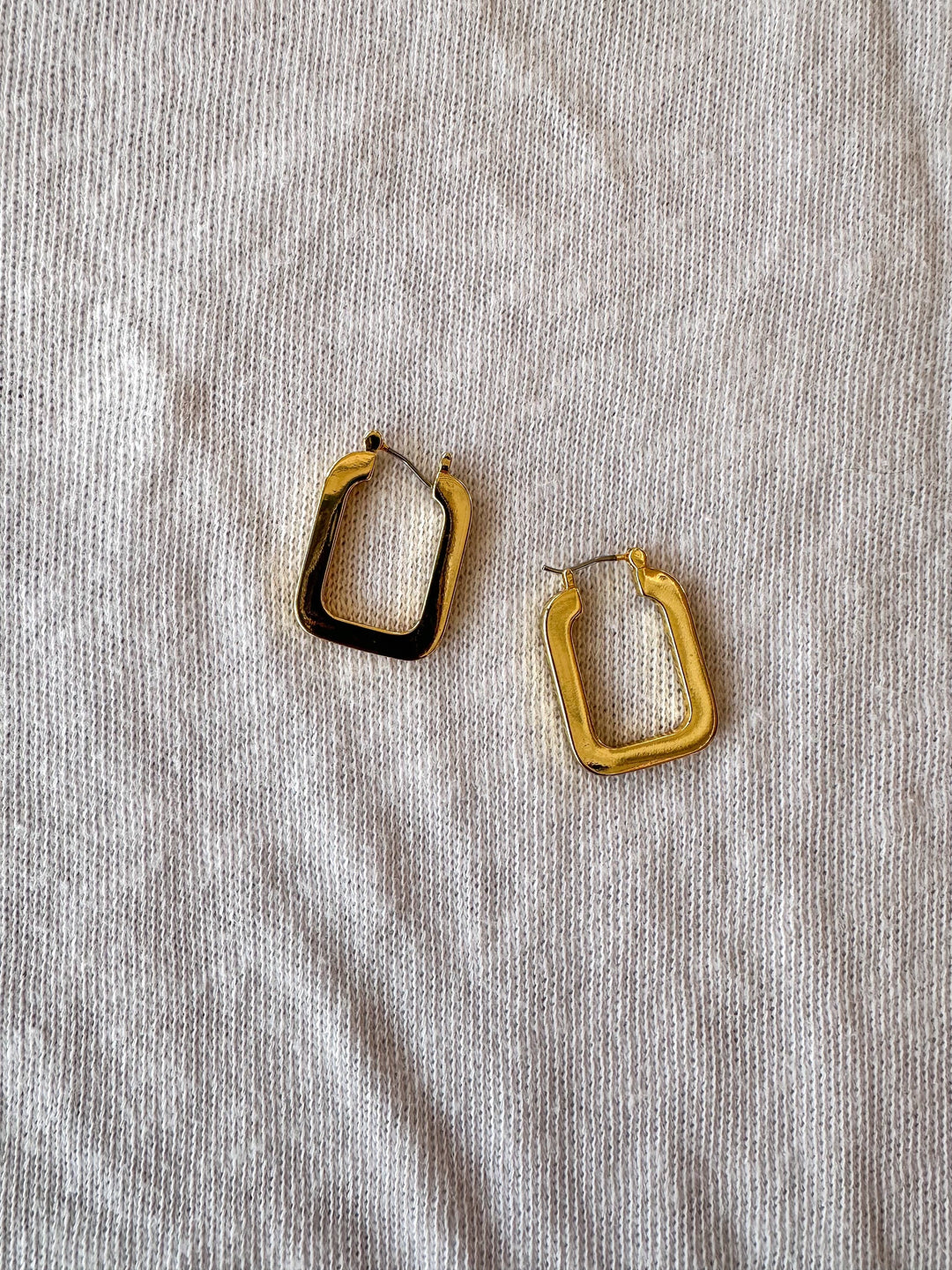 Gold Dipped Large Gold Rectangle Earrings, Hoops, Adeline Boutique, Jewelry 