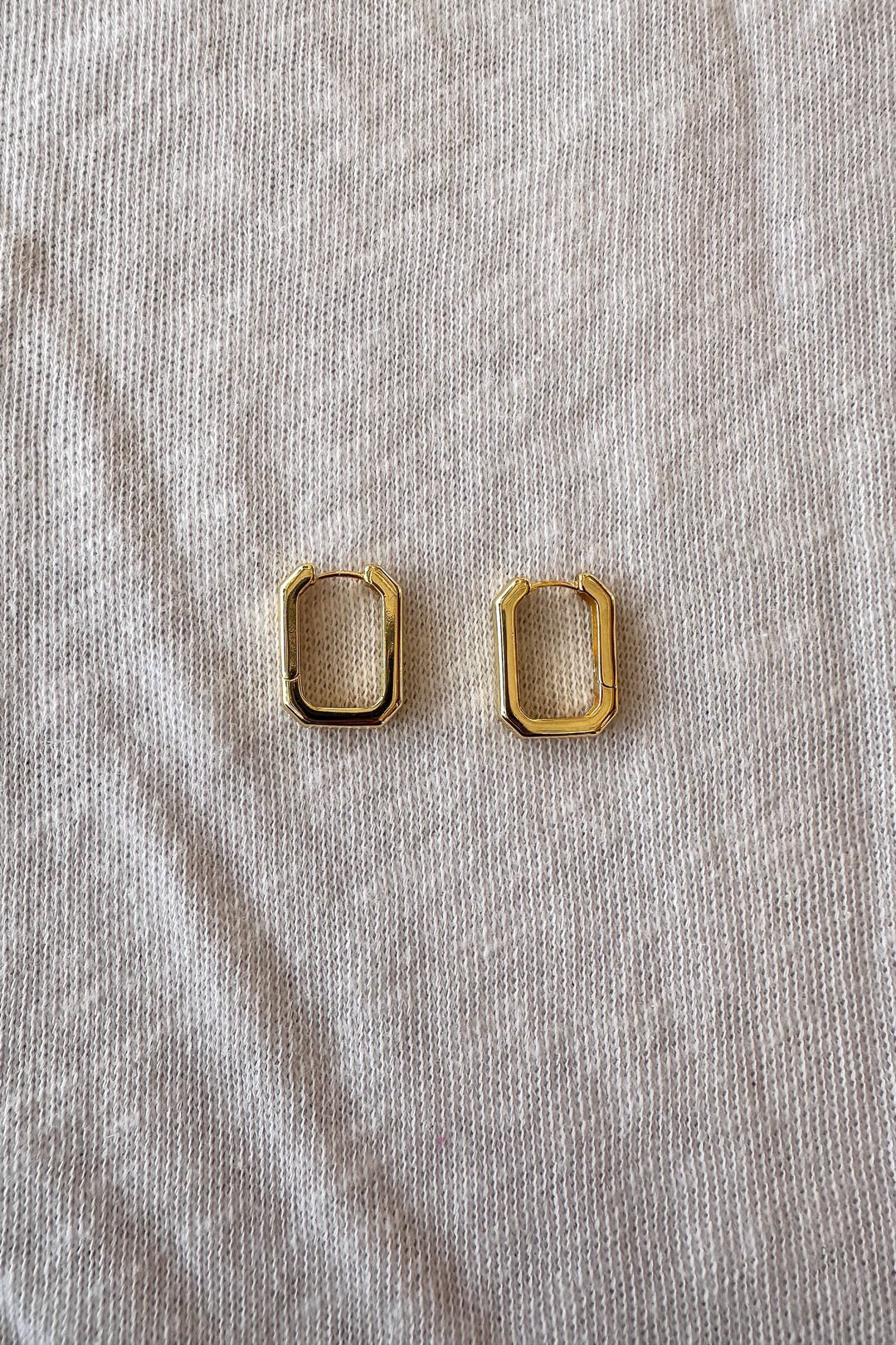 Gold Dipped Small Rectangle Hoop Earrings, Earrings, Adeline Boutique, Jewelry 