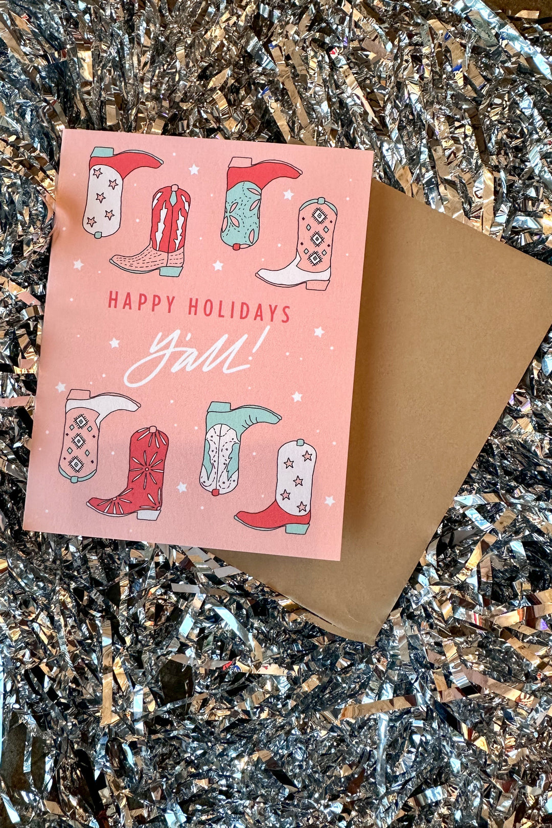 Happy Holidays Y'all Greeting Card, Holiday Cards, Greeting Cards, Adeline Boutique 