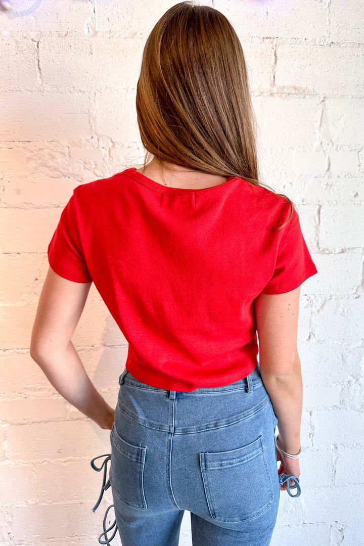 Tee, Tshirt, Crop Top, Crop Tshirt, Red Crop Top, Dallas Boutique 