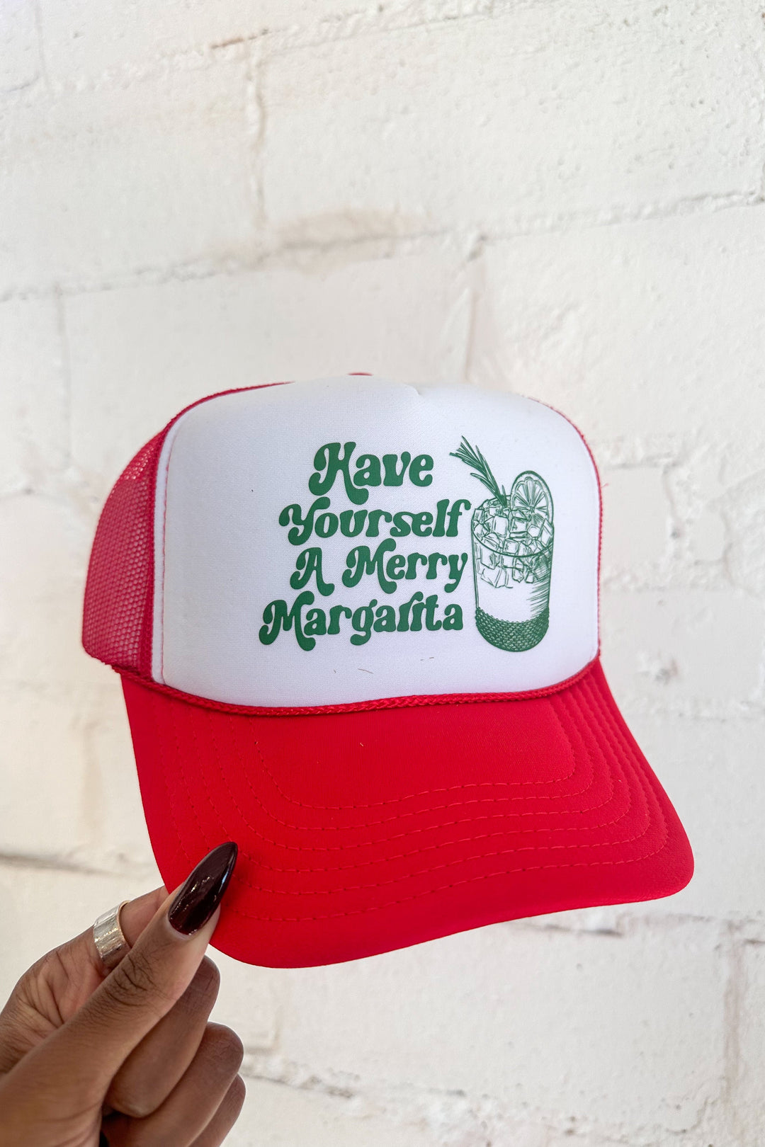 Have Yourself A Merry Margarita Trucker Hat, Trucker Hat, Hats, Holiday Hats, Adeline Boutique