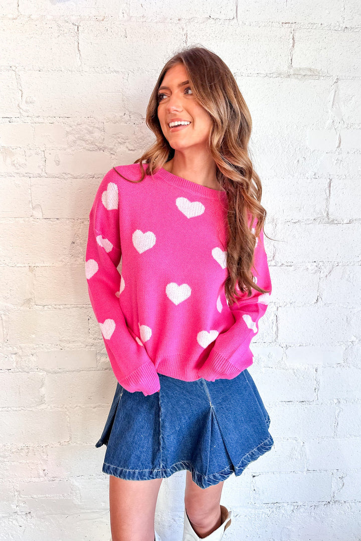 Hot For Hearts Sweater, Valentines, Sweater, Adeline Boutique, Gift Ideas, Sweater Weather