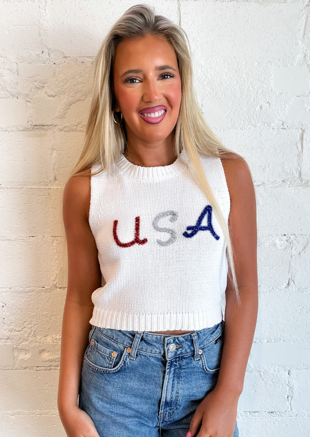 USA Knit Tank Top, Tops, Adeline, Adeline, dallas boutique, dallas texas, texas boutique, women's boutique dallas, adeline boutique, dallas boutique, trendy boutique, affordable boutique