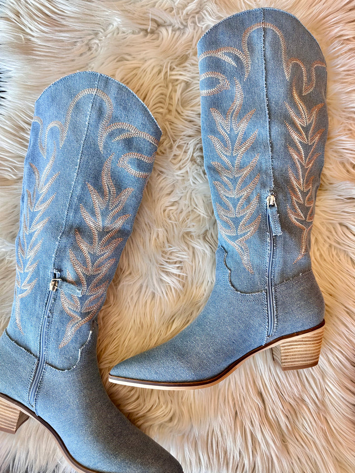 Denim Inlay Boot