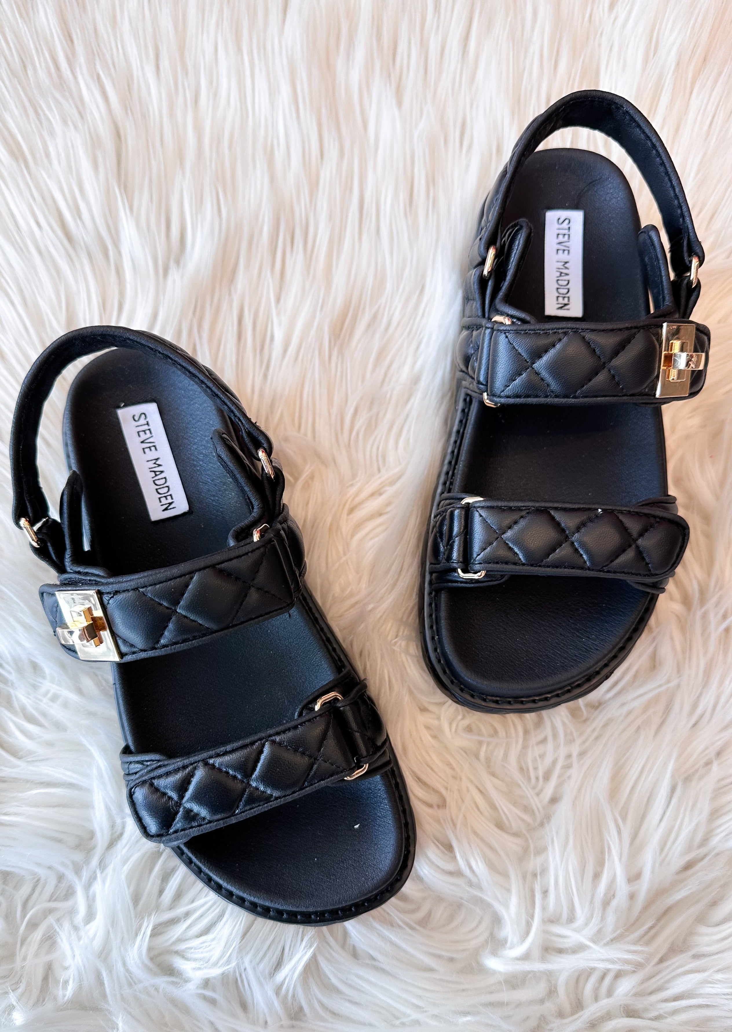 Fashion black steve madden platform sandals