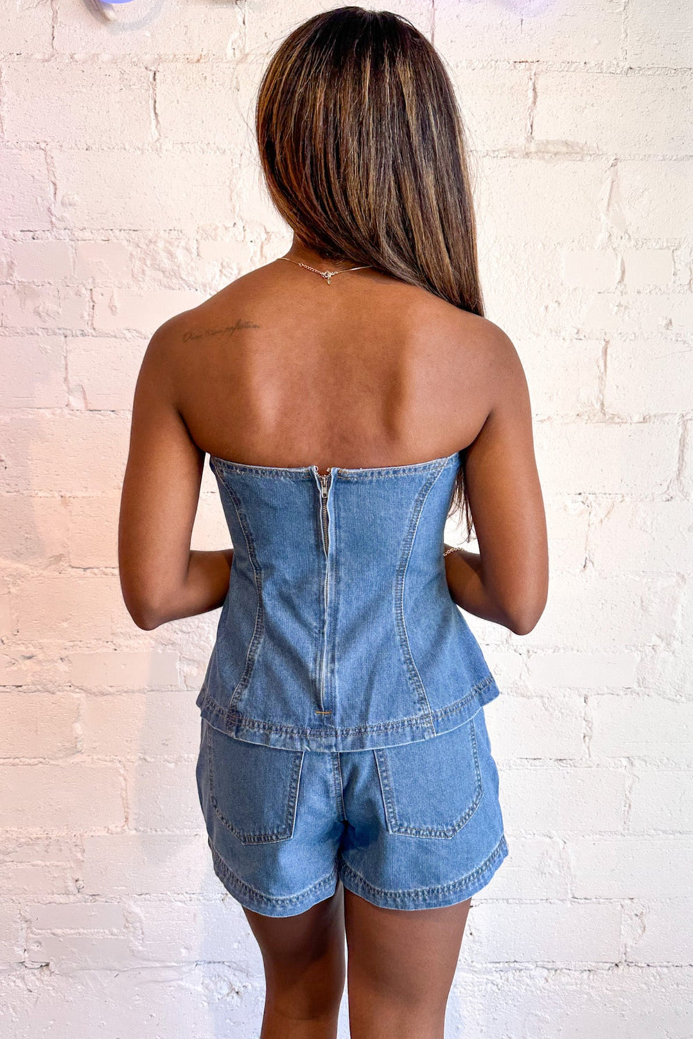 Jessica Denim Shorts, Denim, Matching Set, Two Piece Set, Adeline Boutique, Dallas Boutique, Rodeo Outfit