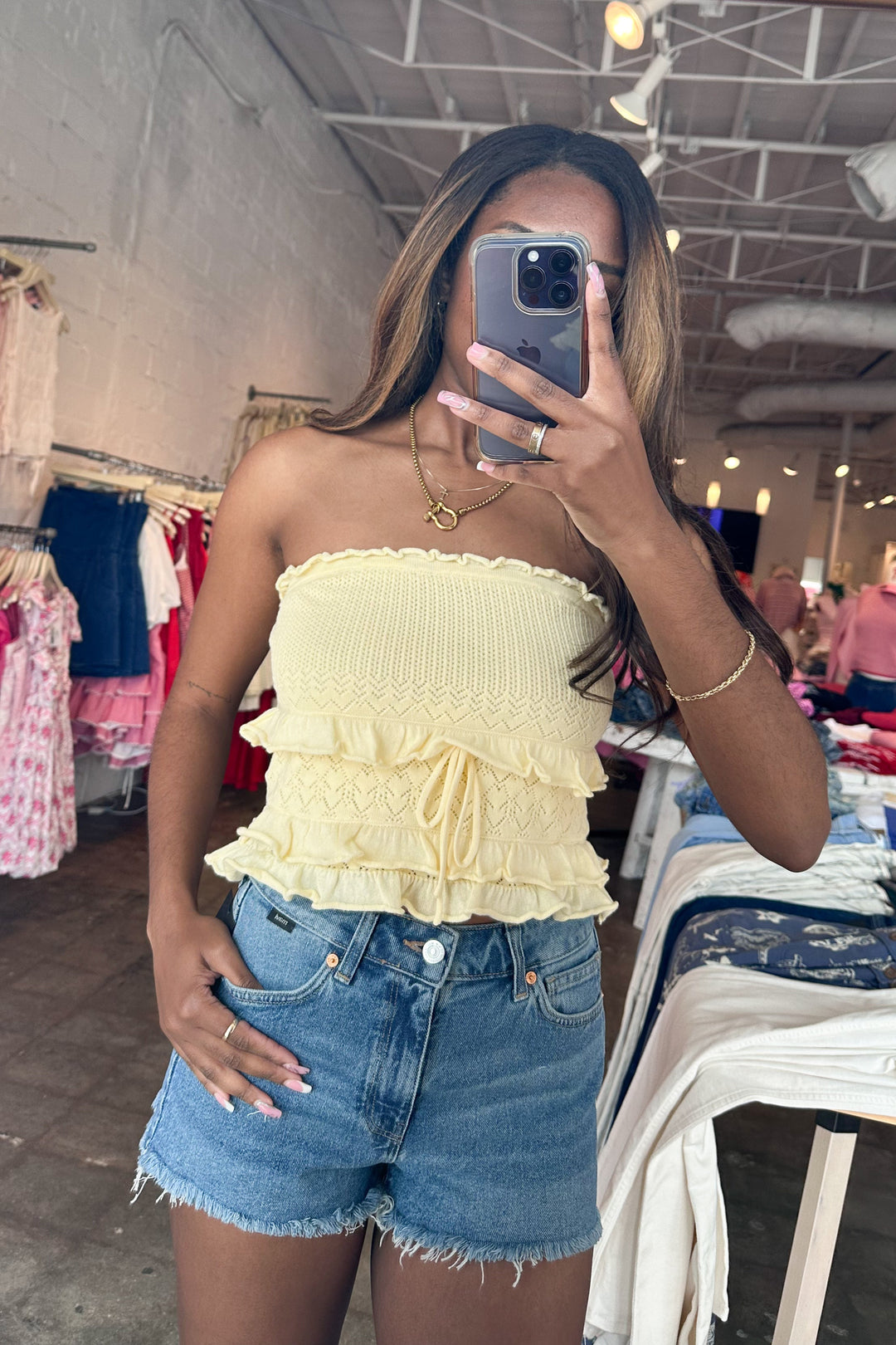 Kimmy Tube Top, Tube Top, Spring Tops, Adeline Boutique, Dallas Boutique, Tops, Yellow Tops