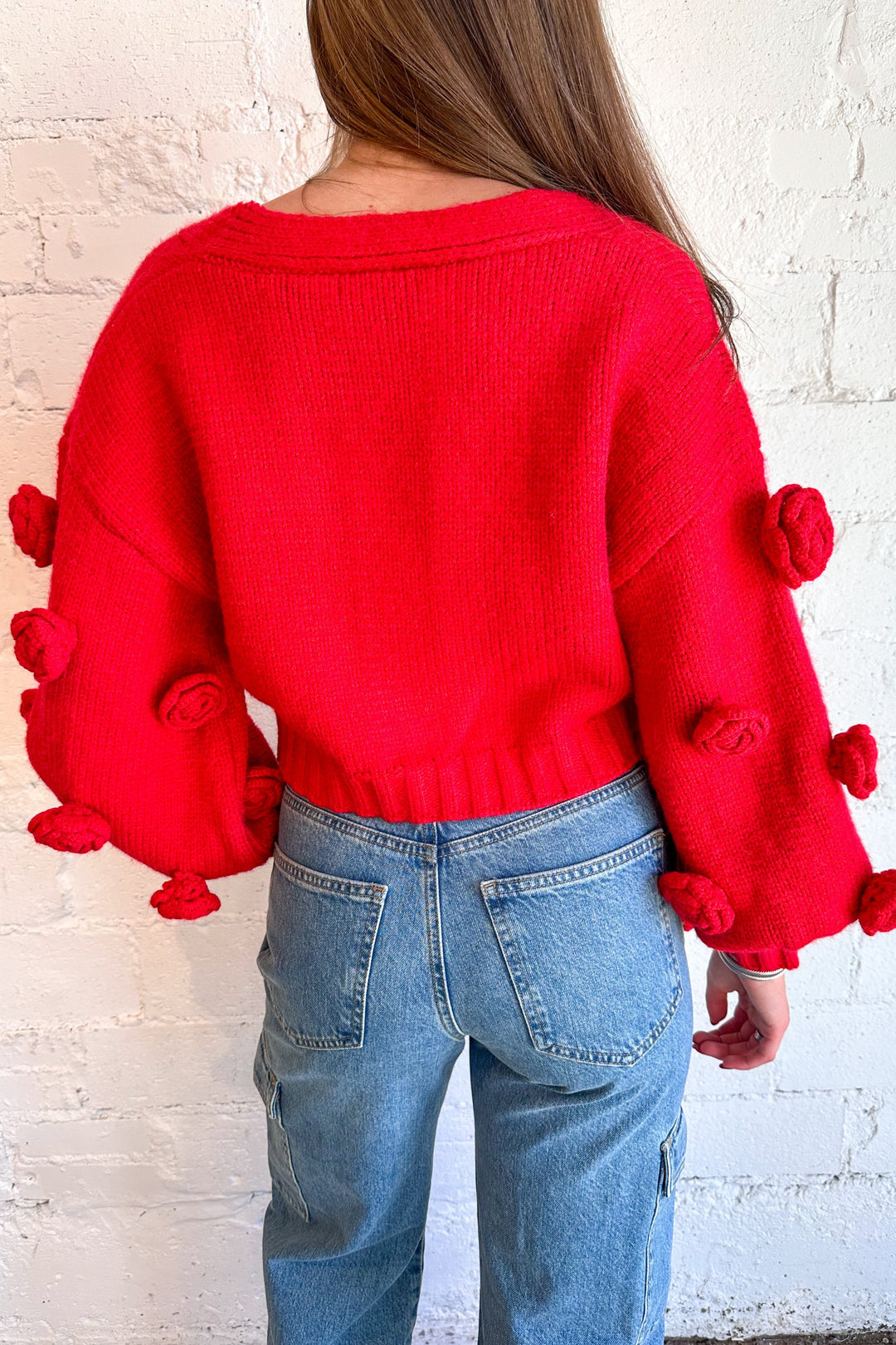 Kissed By A Rose Cardigan, Red Cardigan, Cardigan Sweater, Sweater, Fall Outfit, Dallas Boutique, Adeline Boutique 