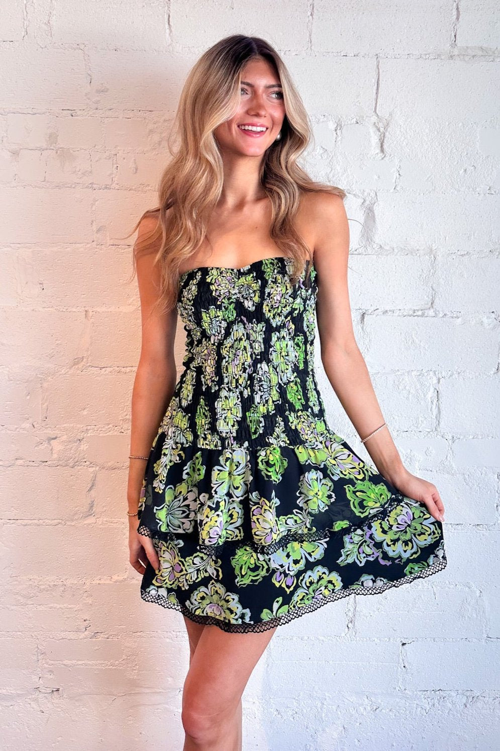 Lennyn Smocked Dress, Floral, FLoral Dress, Womens Boutique, Boutique, Gameday