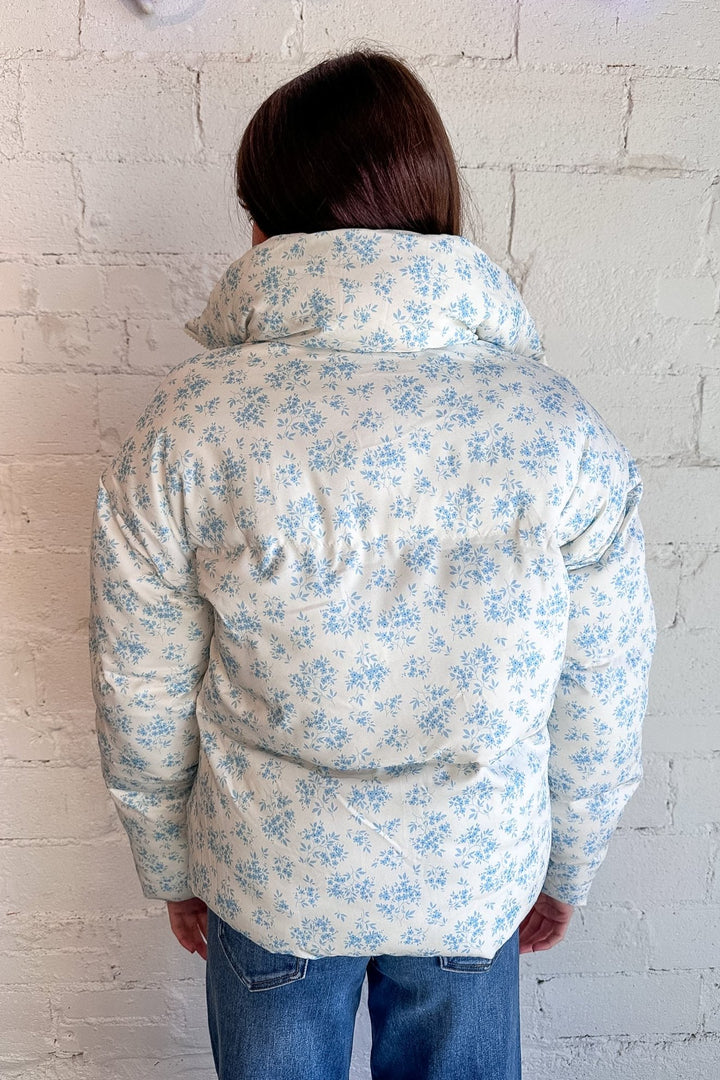 Light Blue Delight Bow Jacket, Bow Jacket, Puffer Jacket, Adeline Boutique, Boutique Jackets