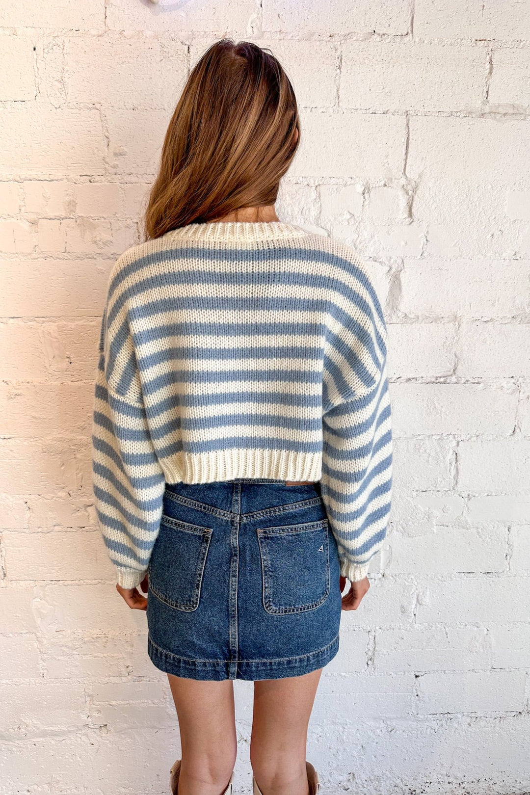 Light Blue Stripe Sweater, Stripped Sweater, Fall Sweater, Adeline Boutique, Dallas Boutiques 