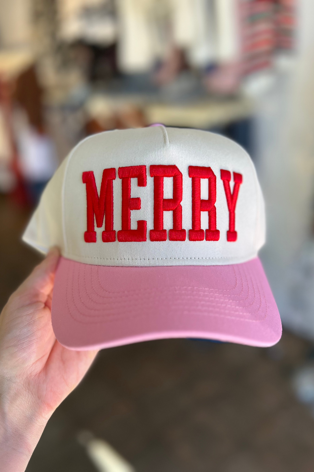 MERRY Hat, Christmas Hat, Trucker Hat, Adeline Boutique, Hats 